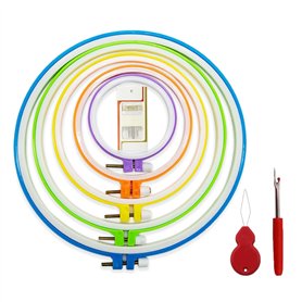 5 tailles - Cerceau à broder en plastique coloré - Kit de cerceau à broder rond - En plastique - Cercle - Pour le bricolage