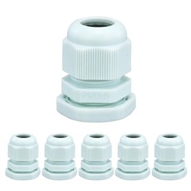 Lot de 6 presse-étoupes M20 étanches - Entrée de câble - Gris - Presse-étoupes réglables - Pour extérieur et jardin