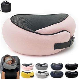 Flyhugz – Oreiller cervical Flyhugs 2024 – Oreiller de voyage en mousse à mémoire de forme – Oreiller de voyage en forme de U –