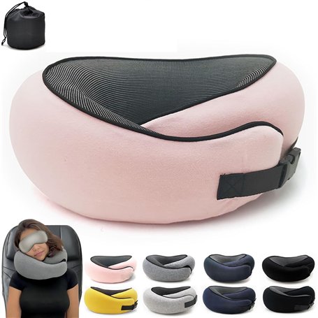 Flyhugz – Oreiller cervical Flyhugs 2024 – Oreiller de voyage en mousse à mémoire de forme – Oreiller de voyage en forme de U –