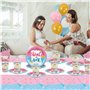 Bleu et Rose Gender Reveal Vaisselle,68 Pcs Fournitures Fête Garçon Fille,Bébé Fille Garçon Révéler Assiettes Tasses Serviettes 