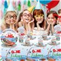 53 Pièces Décoration de Fête de la Pêche - Assiettes Tasses Serviettes en papier Nappes