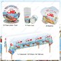 Doyomtoy Vaisselle de fête pour la pêche,53 Pièces Décoration de Fête de la Pêche - Assiettes Tasses Serviettes en papier Nappes