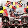 Shamoparty Pirate Skull Thème Vaisselle de Fête, Anniversaire Vacances Fête Décoration Vaisselle Comprend Assiettes, Tasses, Ser