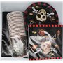 Shamoparty Pirate Skull Thème Vaisselle de Fête, Anniversaire Vacances Fête Décoration Vaisselle Comprend Assiettes, Tasses, Ser