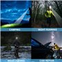 Lampe frontale LED rechargeable par USB, lampe frontale XHP70 super lumineuse 90 000 haute lumen avec 5 modes, piles incluses, z