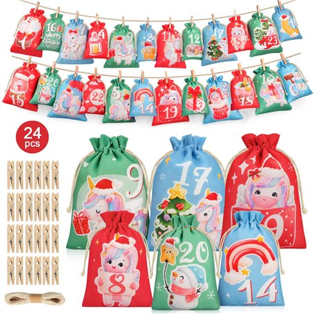 WUQNGI Calendrier de L'avent a Remplir de Noël 24 Pièces