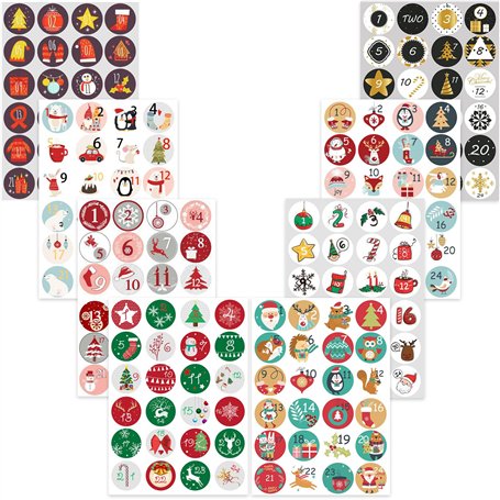 YEJAHY Set d'autocollants pour calendrier de l'Avent