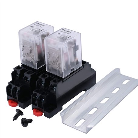 mxuteuk Lot de 2 relais de puissance de bobine HH52P DC 12 V 8 broches 5 A DPDT LED Affichage électromagnétique Relais de puissa