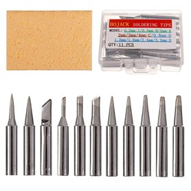 BOJACK Kit de 11 pointes de fer à souder et 1 éponge de nettoyage haute température pour station de soudure 936 937 938 942 951