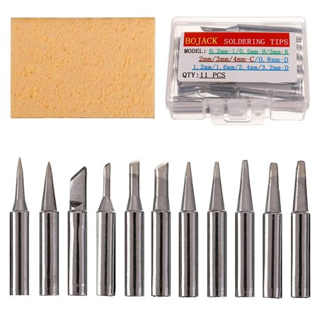 BOJACK Kit de 11 pointes de fer à souder et 1 éponge de nettoyage haute température pour station de soudure 936 937 938 942 951