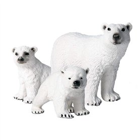 Flormoon Lot de 3 figurines d'ours polaires réalistes - Jouet éducatif pour Noël