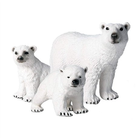 Flormoon Lot de 3 figurines d'ours polaires réalistes - Jouet éducatif pour Noël