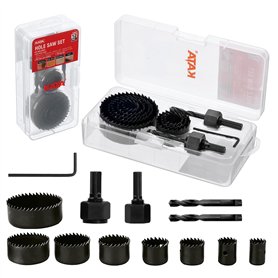 Scie Cloche 12 Pièces 3/4"-2-11/16" (19-68mm) Jeu de Scie Cloche Acier au Carbone Scie Cloches Coffret Scies Trépans avec Arbre