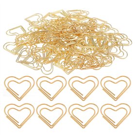 XQMMGO Lot de 100 trombones en forme de cœur doré - Petits trombones en métal - Pour bureau
