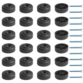 DBALL 24 Pièces Pieds de Meuble Plastique Pied Canapé Rond 33 x H 13 mm Pieds de Chaise Ronds Con 24 Vis pour Meubles Garde-Robe