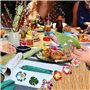 MarckersHome Décorations de fête Jupe de Table hawaïenne Fleurs Tropicales Feuilles de Palmier Pailles en Papier de Fruits Cupca