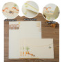 SamHeng 4 Ensemble de Papier à Lettres Ligné et Enveloppes, Chat Thème A5 Papier de Correspondance, 24 Papier Papeterie et 12 En