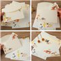 SamHeng 4 Ensemble de Papier à Lettres Ligné et Enveloppes, Chat Thème A5 Papier de Correspondance, 24 Papier Papeterie et 12 En