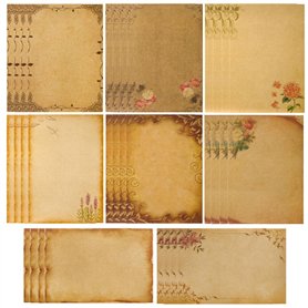 SamHeng 32 Feuilles Vintage Papier à Lettres A5 Style Européen Kraft Papier Papeterie pour Écriture Impression Motifs Floraux Pa