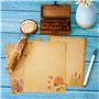 SamHeng 32 Feuilles Vintage Papier à Lettres A5 Style Européen Kraft Papier Papeterie pour Écriture Impression Motifs Floraux Pa