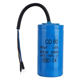 Condensateur de Fonctionnement Cd60 avec fil 250V AC 200uF 50/60Hz pour Compresseur d'Air de Moteur