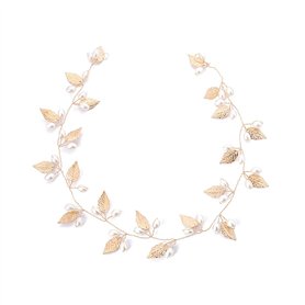 Cheveux Mariage Accessoire，Bandeau de mariée en Perles de Feuille d'or Rose