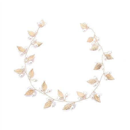Cheveux Mariage Accessoire，Bandeau de mariée en Perles de Feuille d'or Rose