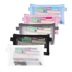 5 Pièces Trousse à Crayons Transparent Nylon Trousse
