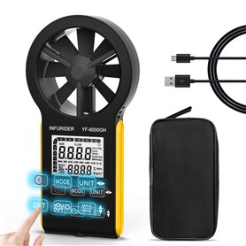 INFURIDER Anémomètre Numérique Rechargeable LCD Compteur de Vitesse du Vent