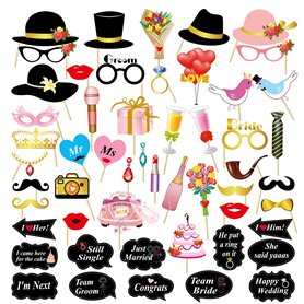 VEGCOO 52 Pièces Kit d'accessoires de Photomaton de Mariage
