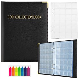 VEGCOO 480 Poches Album de Pièces de Monnaie Livre de Collection de Pièces de Monnaie en Cuir Pochette Standard pour Pièces de M