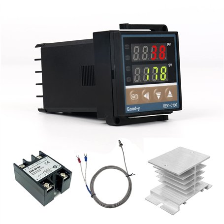 PID Contrôleur de Température Régulateurs REX-C100 0~1300 ℃ Thermostats Affichage Numérique avec K/PT100/E/J réglable Capteur