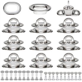œIllets Ovales Twist Verrouiller en Laiton Nickelé Tourniquet Bache avec Contre-rivure et Rivet pour Accessoires DIY Craft à Mai