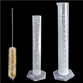 Eprouvette Graduée en Plastique Transparent Cylindre Lab Test Tube 2 Pièces Liquide de Mesure Outils 50 ml 100 ml pour le Bricol