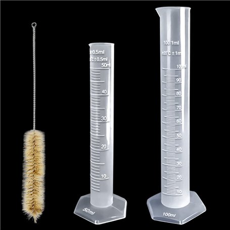 Eprouvette Graduée en Plastique Transparent Cylindre Lab Test Tube 2 Pièces Liquide de Mesure Outils 50 ml 100 ml pour le Bricol