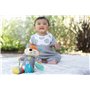 Infantino - Peluche Renard - Jouet Sensoriel Bébé - Matières variées - Hochet et Anneau de Dentition intégrée - Se Fixe Partout 