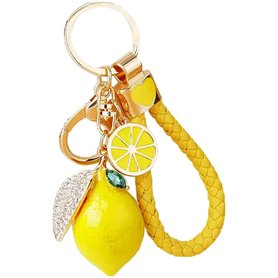 NISCAYA Joli porte-clés citron en cristal avec strass pour sac à main