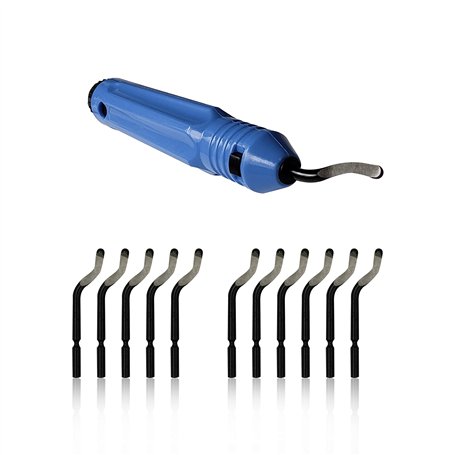 Kit d'outils d'ébavurage avec poignée antidérapante et lot de 10 lames d'ébavurage BS1010 pour bois