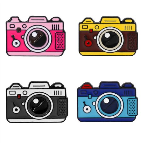 Lot de 4 broches en émail pour appareil photo