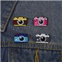Lot de 4 broches en émail pour appareil photo, badge en métal pour veste, chapeau, Métal