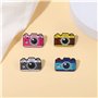 Lot de 4 broches en émail pour appareil photo, badge en métal pour veste, chapeau, Métal
