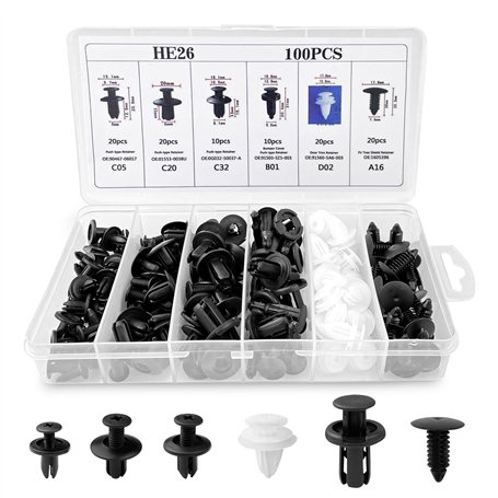 Fousenuk 100 Pièces Clips Voiture Universel