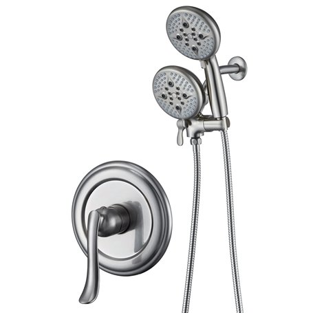 ELLO&ALLO Ensemble de robinet de douche mitigeur et kit de garniture en nickel brossé