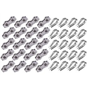 Kellegour 20 Pièces M3 Duplex Clips Câble et 20PCS Cosse en Acier Inoxydable