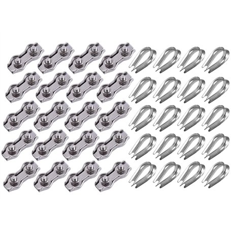 Kellegour 20 Pièces M3 Duplex Clips Câble et 20PCS Cosse en Acier Inoxydable