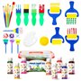 BLOT Peinture Acrylique au Doigt Lavable pour Enfant Non Toxique Kit de Peinture Doigt avec Éponge Pinceaux Portatif D'apprentis