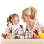 BLOT Peinture Acrylique au Doigt Lavable pour Enfant Non Toxique Kit de Peinture Doigt avec Éponge Pinceaux Portatif D'apprentis