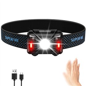 SuperFire Lampe Frontale LED Rechargeable USB