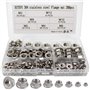 BITEFU 200pcs Écrous de Blocage Héxagonal à Écrou à Collerette Écrous à Émbase Acier Inox 304 M3 M4 M5 M6 M8 M10 M12 Kit d'assor